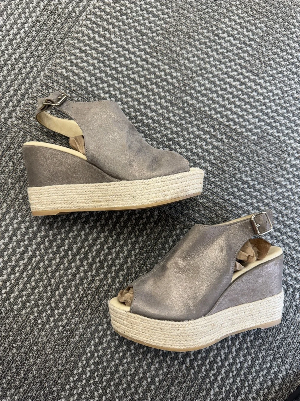 Cordani Stacked Sole Wedge in Metallic Leather, size 38